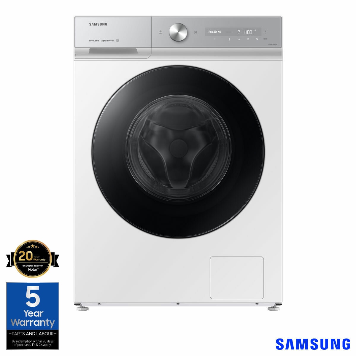 Samsung Series 8, SpaceMax WW11DB8B95GHU1 11kg Washing Machine, A Rated in White