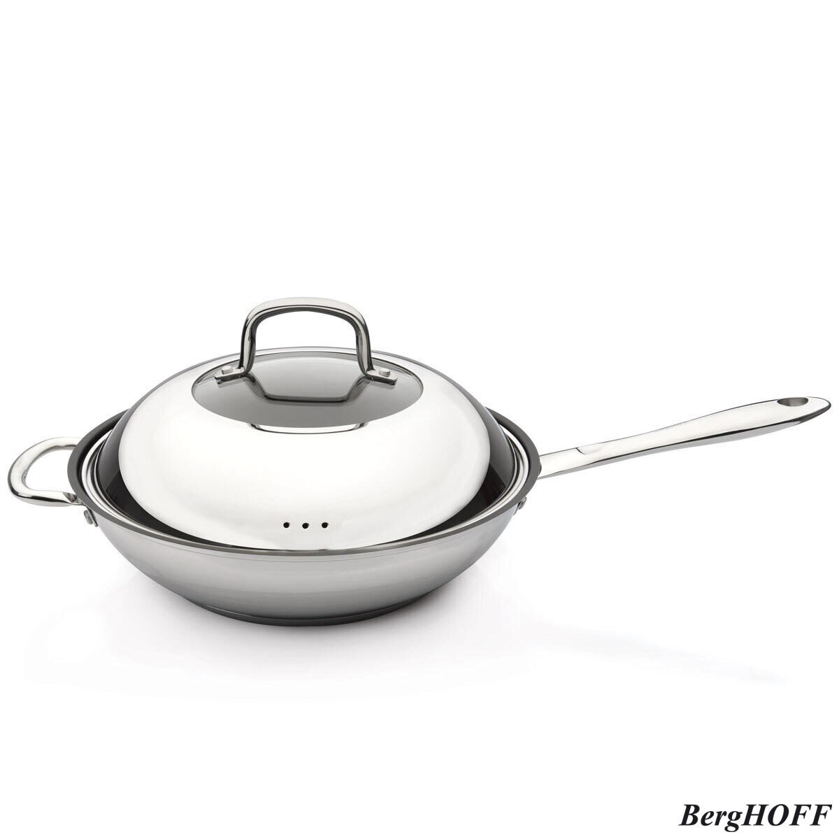 BergHOFF Moon Stainless Steel 28cm Wok with Lid Costco UK