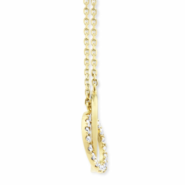 0.20ctw Round Brilliant Cut Diamond Interlocking Hoop Necklace, 14ct Yellow Gold
