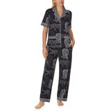 DKNY Notch Collar 3 Piece PJ Set in Black - Extra Large