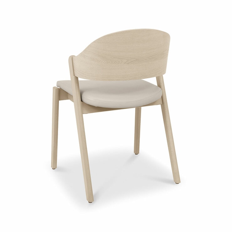 Bentley Designs Vega Scandi Light Oak Beige Leather Dining Chair, 2 Pack