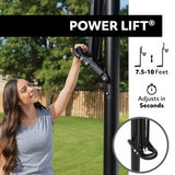 Image showing the Power Lift feature, raising the hoop from 7.5 to 10 feet Image showing the Power Lift feature, raising the hoop from 7.5 to 10 feet