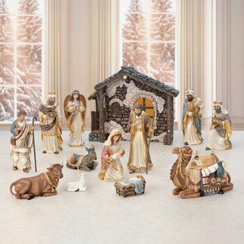 KS Hand Painted Nativity Set- 14 piece