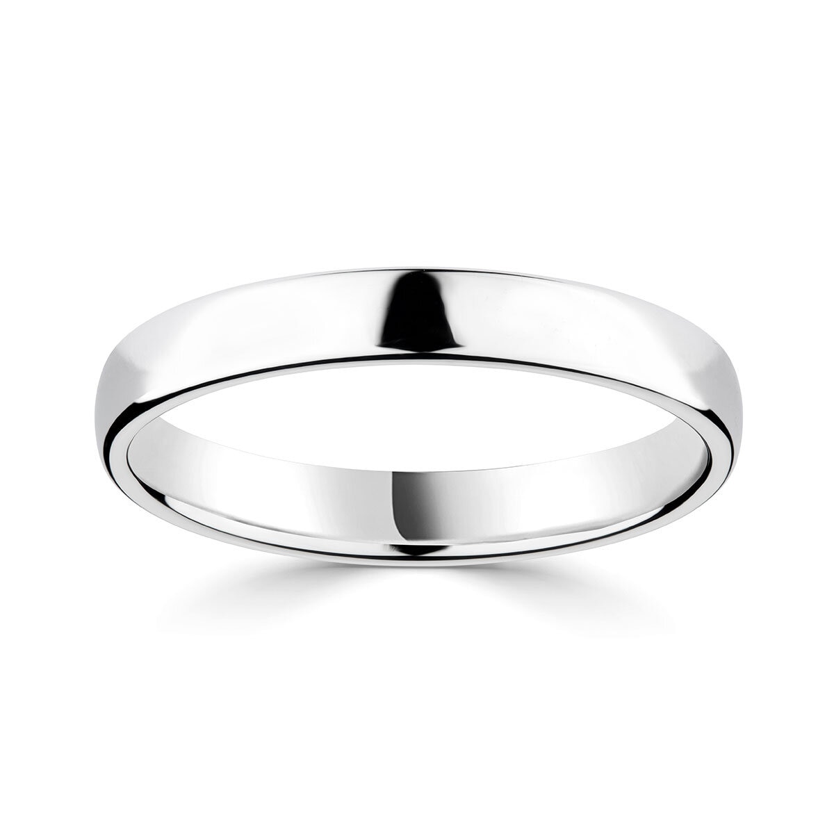 3.0mm Basic Light Court Wedding band. 18ct White Gold