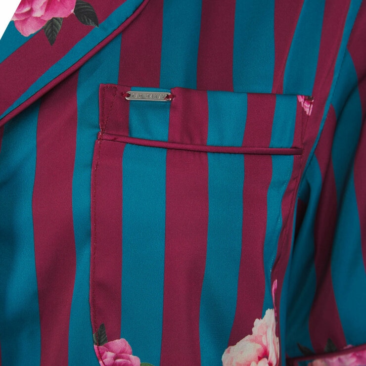 Ted Baker Ladies Satin 2 Piece PJ Set in Burgundy & Dark Blue