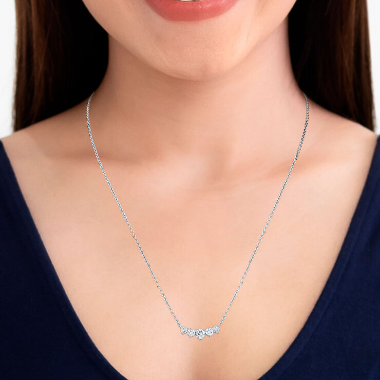 1.00ctw Round Brillant Cut Diamond 5 Stone Necklace