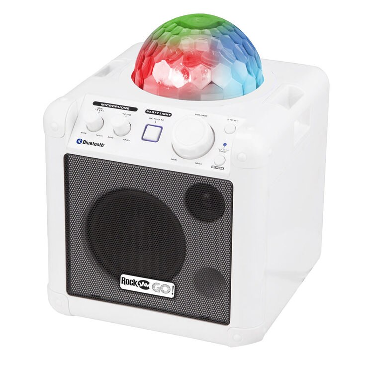 RockJam Go Lightshow Bluetooth Rechargeable Karaoke Speaker in White