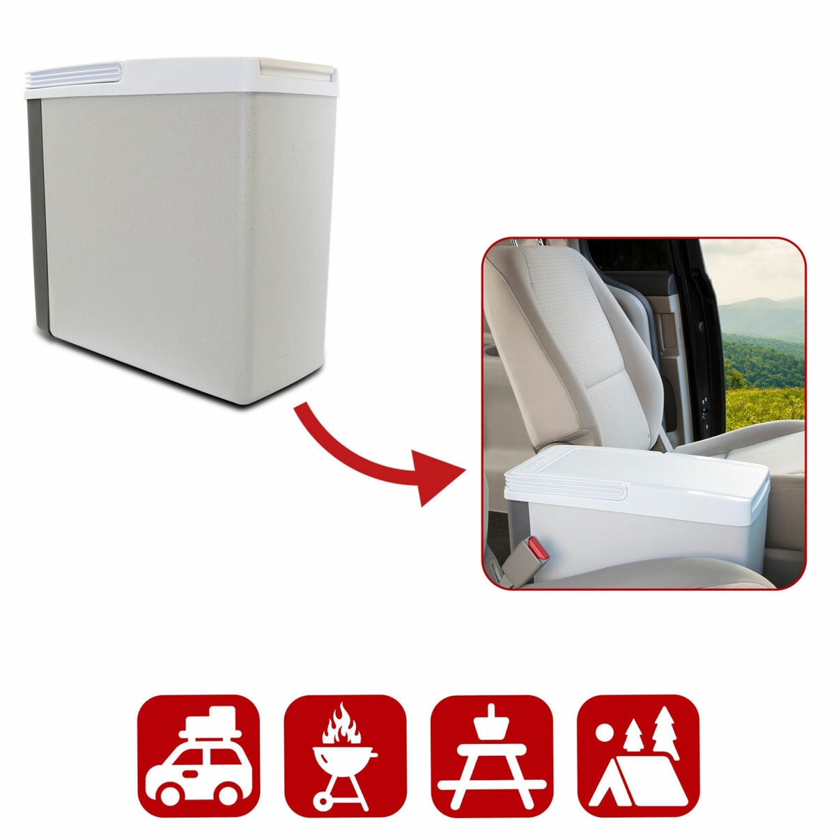 Koolatron 12V Electric Cooler 17L, Cool/Warm Box with Adjustable Strap in Grey