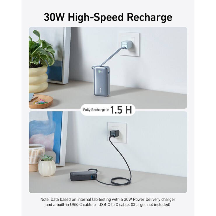 Anker Nano 10,000mAh Power Bank with Built-in USB-C Cable 2-Pack