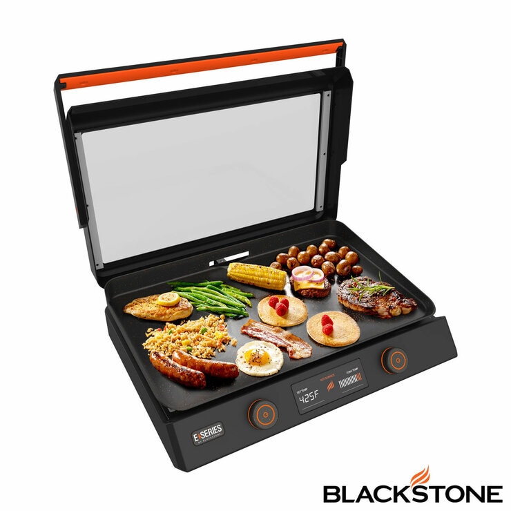 Image of electric griddle open with food Image of electric griddle open with food
