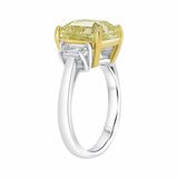 7.61ctw Cushion Cut Fancy Intense Yellow Diamond Three Stone Ring, Platinum 7.61ctw Cushion Cut Fancy Intense Yellow Diamond Three Stone Ring, Platinum