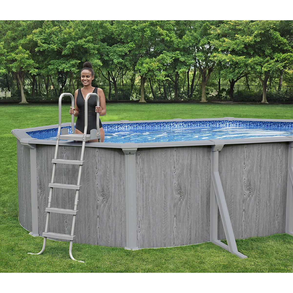 Bestway 18ft x 12ft Steel Wall Oval Frame Pool with Sand Filter Pump, Ladder and Cover