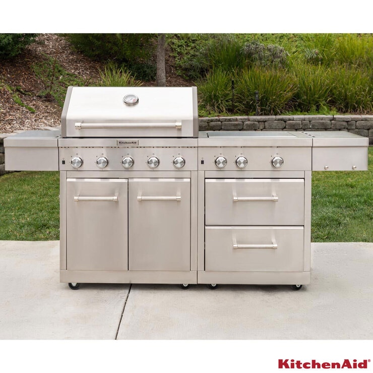 KitchenAid 8 Burner Mini Island Gas Barbecue Grill + Cover Costco UK