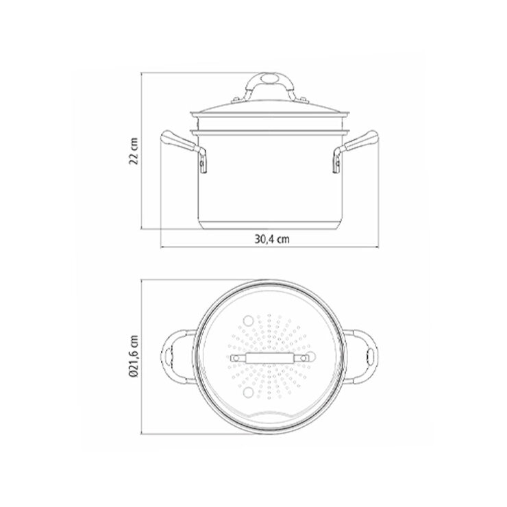 Tramontina Stainless Steel Steamer Set, 20cm / 3.4L