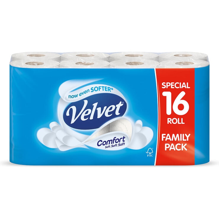 Velvet Comfort 2Ply Toilet Tissue, 16 Rolls Costco UK