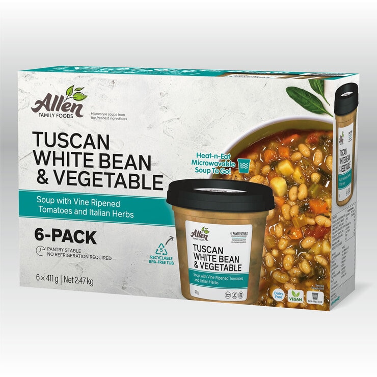 Allen Family Foods Tuscan White Bean & Vegetable Soup, 6 x 400g Allen Family Foods Tuscan White Bean & Vegetable Soup, 6 x 400g