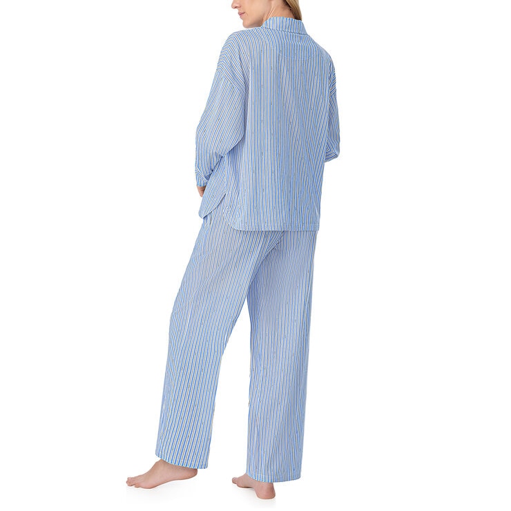 DKNY Ladies Cotton Blend Pyjama Set in Blue