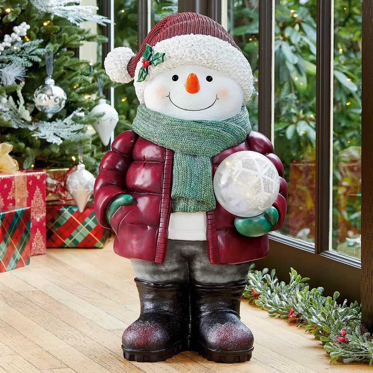 Buy Snowman Greeter with Glass LED Ball Lifestyle Image at Costco.co.uk