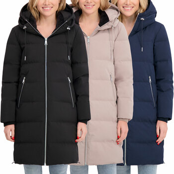 DKNY Ladies Long Down Coat with Hood