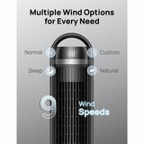 Lifestyle image of Dreo Cruiser Tower Fan with 9 wind speeds