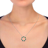 Pear Cut Lab Emerald & 0.13ctw Diamond Pendant, 14ct White Gold