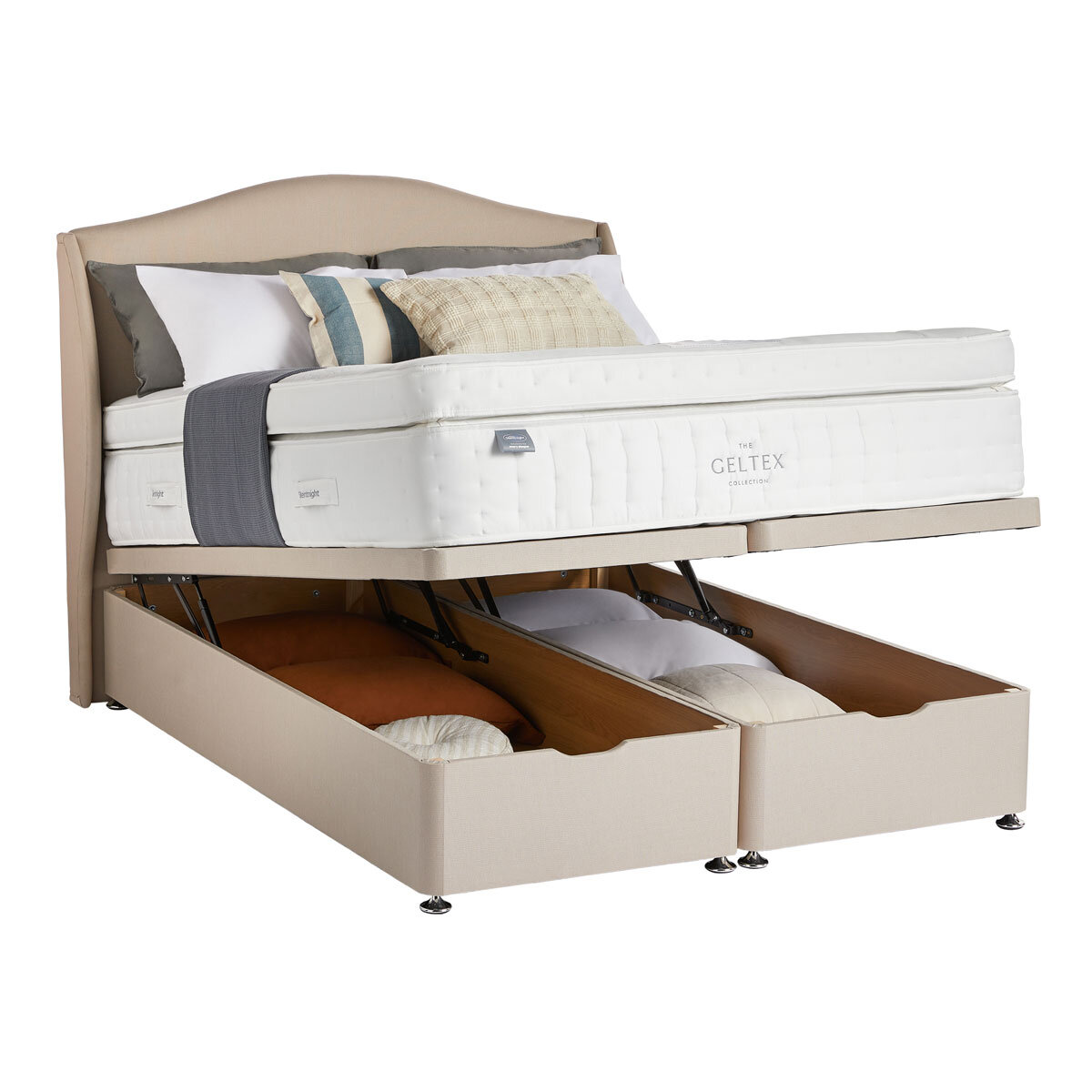 Silentnight Geltex 4000 Mattress & Sandstone Full Ottoman Divan in 3 Sizes