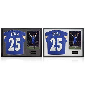 Gianfranco Zola Signed Framed Chelsea Football Shirt & 1 Photo in 2 Options: White or Black Mount