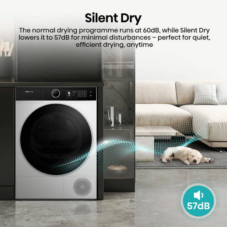 Hisense KitchenFit 5i Series DH5I904BWBC, 9kg Heat Pump Dryer, A+++ Rated in White Hisense KitchenFit 5i Series DH5I904BWBC, 9kg Heat Pump Dryer, A+++ Rated in White