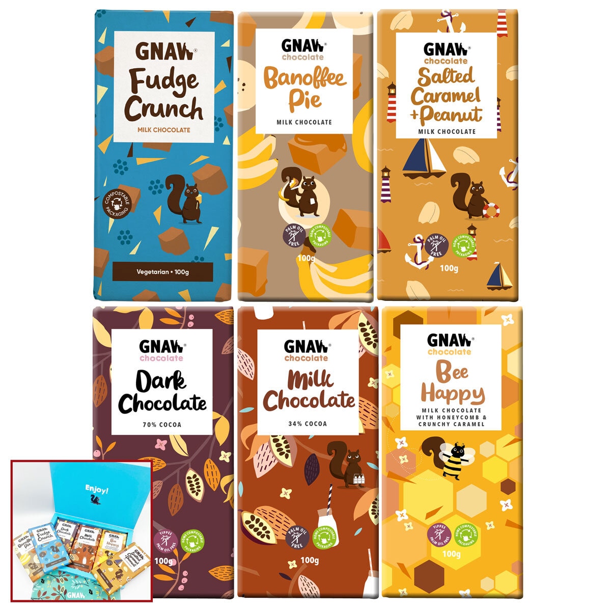 Gnaw Chocolate Letterbox Bars 6 x 100g