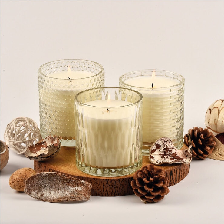 Torc Fragranced Textured Clear Glass Candles, 3 Pack Costco UK