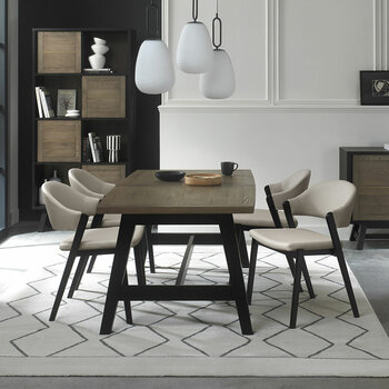 Bentley Designs Camden Weathered Oak & Peppercorn Extending Dining Table, Seats 4-6