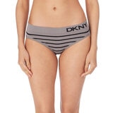 DKNY Women's Seamless Rib Knit 4 Pack Bikini Brief in Black/Grey