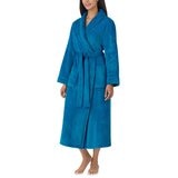 DKNY Shawl Collar Long Plush Robe in Blue, Medium