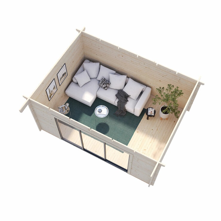 Palmako Lea 44mm Wooden Log Cabin in Dark Grey 14ft 7" x 10ft 8" (4.5m x 3.3m)