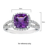 Amethyst and Diamond 14kt White Gold Ring