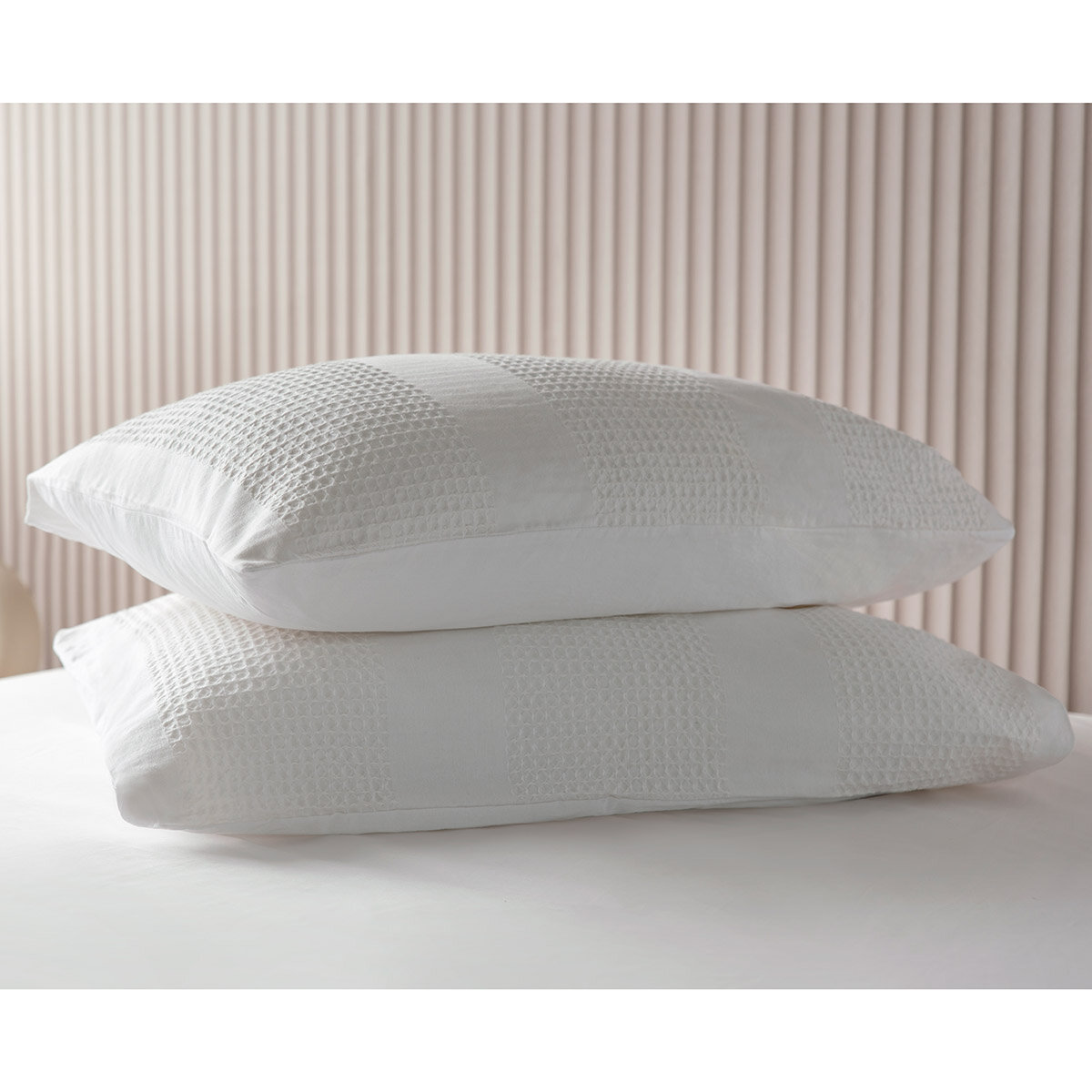 Belledorm Waffle Stripe Duvet Set in 4 sizes, Vanilla