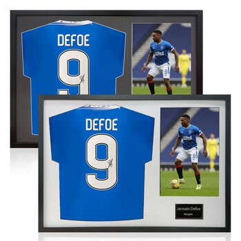 Jermain Defoe Signed Framed Rangers Football Shirt including 1 Photo in 2 Options: White or Black Mount