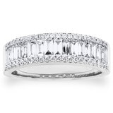 1.00ctw Baguette & Round Brilliant Cut Diamond Ring, 18ct White Gold