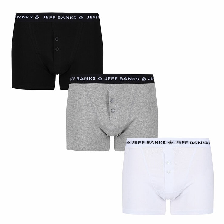 Jeff Banks Button Fly Boxers, 6 Pack