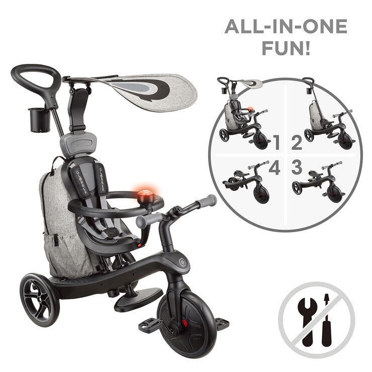 Globber Explorer Trike 4 in 1 Deluxe Play in Black / Grey (10+ Months)
