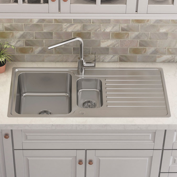 Kohler Hone Stainless Steel Sink with Draining Board and Aleo Single