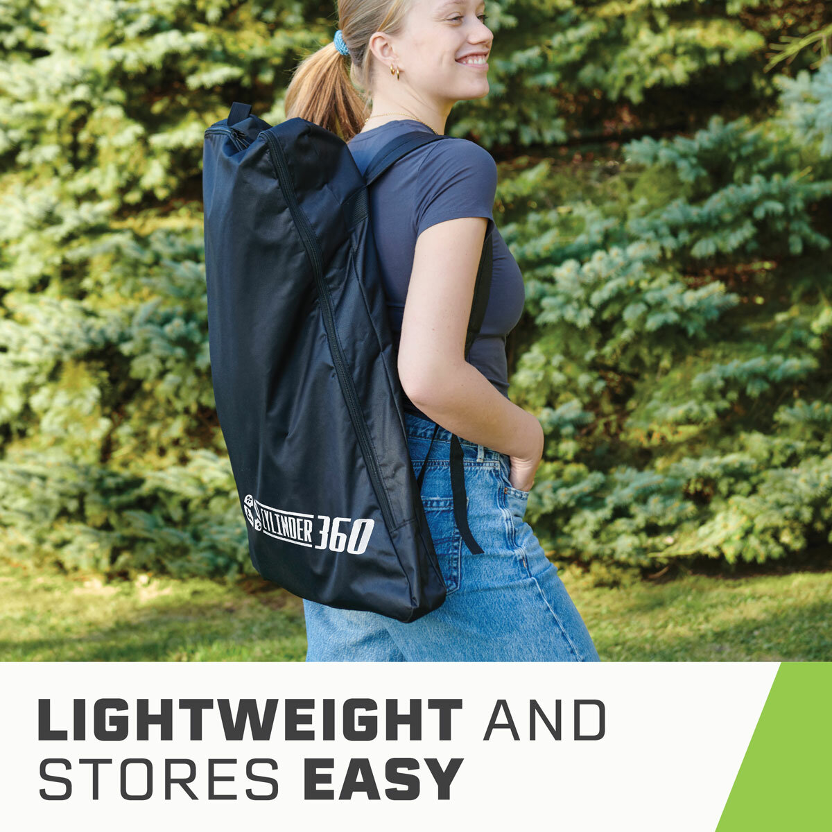 Lifestyle image showing the carry bag for the game