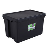 Wham Bam 62 Litre Recycled Heavy Duty Plastic Storage Box & Lid in Black - 3 Pack