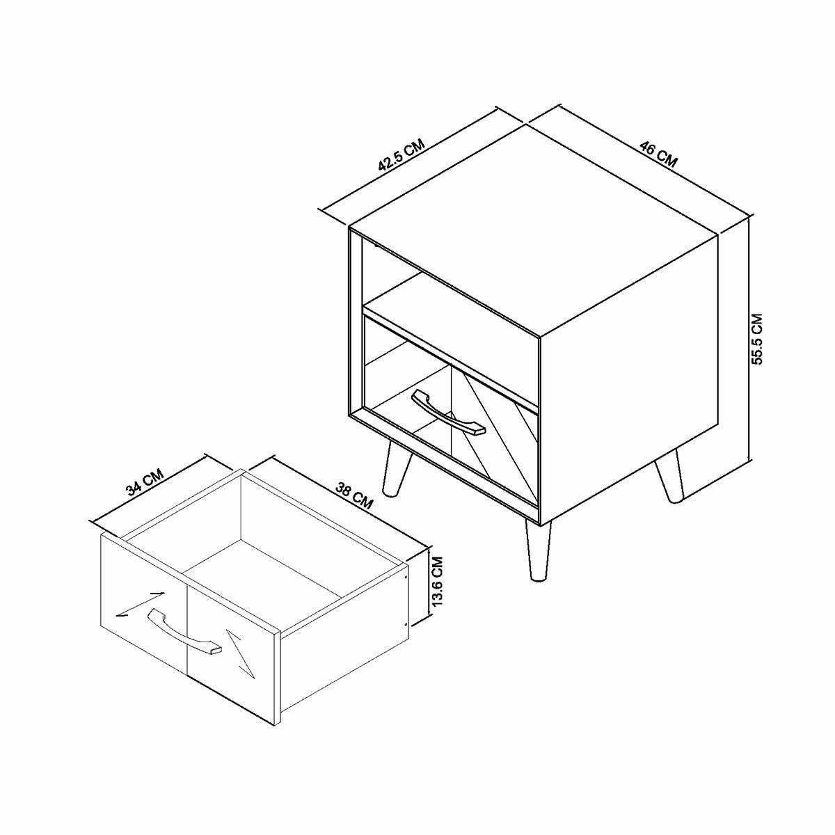 Bentley Designs Sienna Fumed Oak & Peppercorn One Drawer Nightstand, 2 Pack
