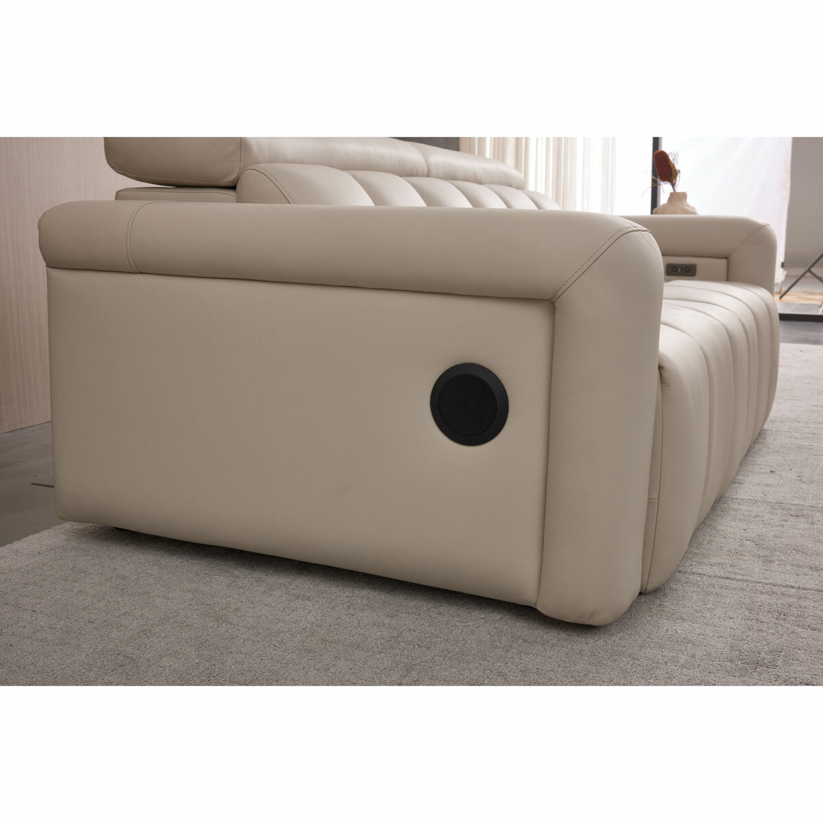 Dallas Cream Leather Power Sliding 3 Seater Sofa