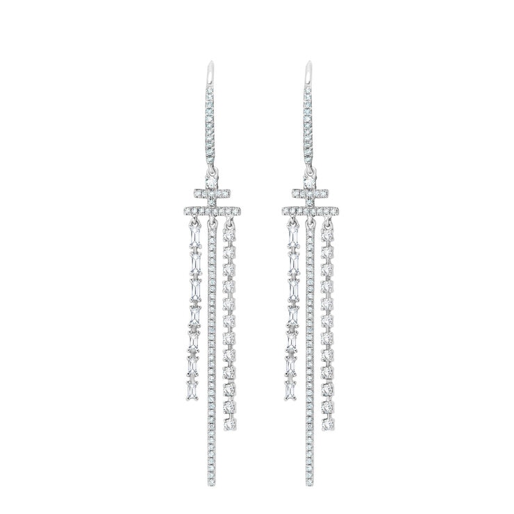1.04ctw Diamond Dangle Earrings, 18k White Gold