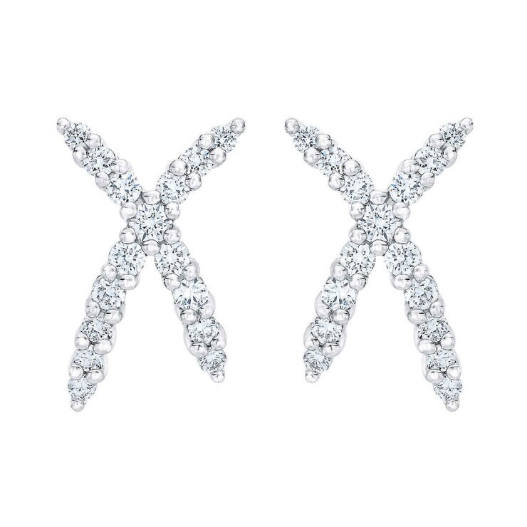 0.34ctw Round Brilliant Cut Diamond X-Shape Earring, 14ct White Gold 0.34ctw Round Brilliant Cut Diamond X-Shape Earring, 14ct White Gold