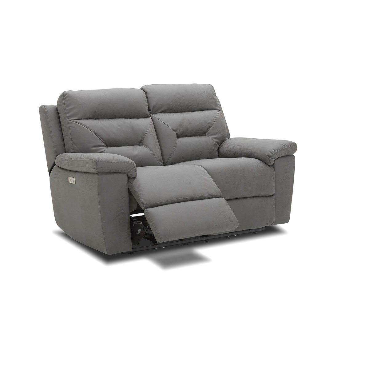 Cut out image of Kuka Grey Fabric Reclining 2 Seater Sofa while reclined