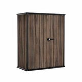 Keter Rosewood 4ft 6" x 2ft 4" (1.4 x 0.7m) 1,415 Litre Vertical Storage Shed with Shelves Keter Rosewood 4ft 6" x 2ft 4" (1.4 x 0.7m) 1,415 Litre Vertical Storage Shed with Shelves
