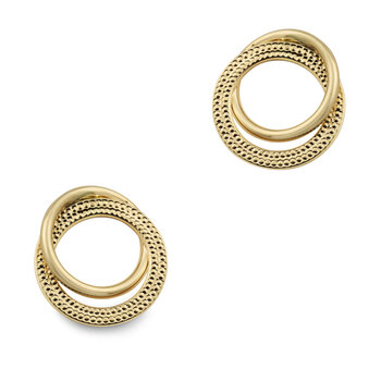 14ct Yellow Gold Textured Round Stud Earrings